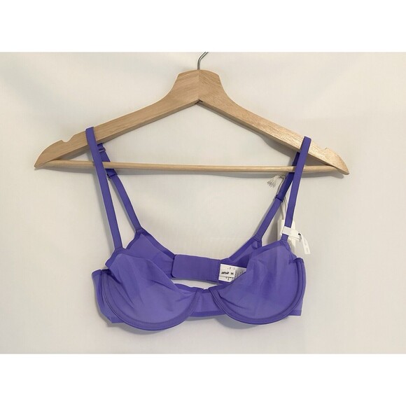 AERIE SMOOTHEZ Sheer Unlined Underwired Purple Balconette Bra 32C NWT - Picture 1 of 6